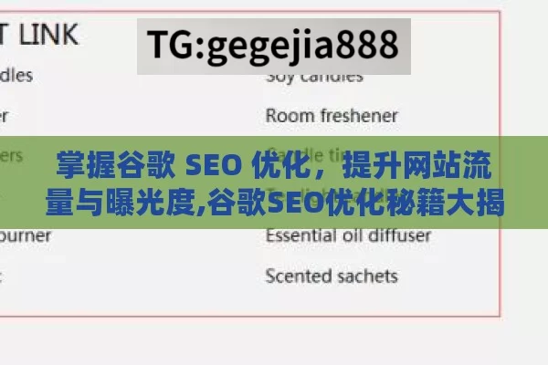 掌握谷歌 SEO 优化，提升网站流量与曝光度,谷歌SEO优化秘籍大揭秘